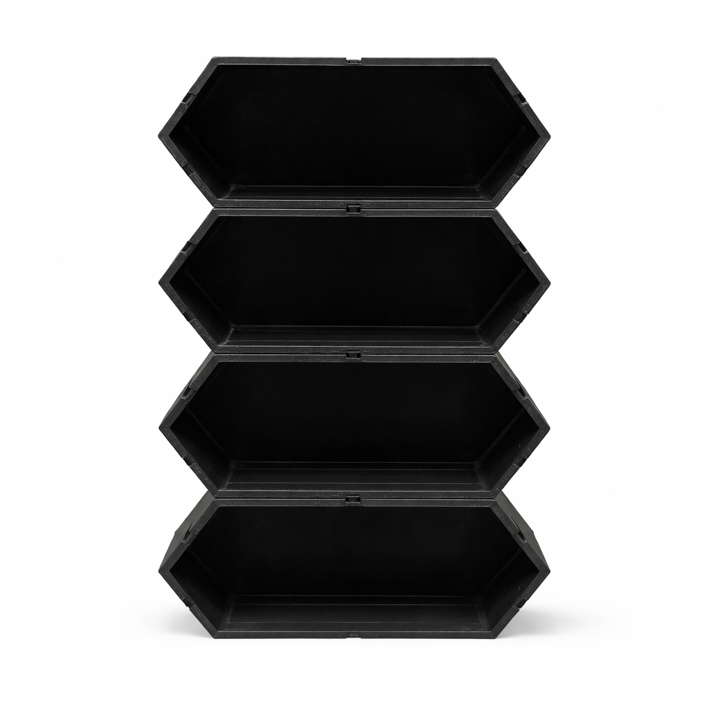 Modular Hexagon Display Rack – 4-Unit Stackable Set