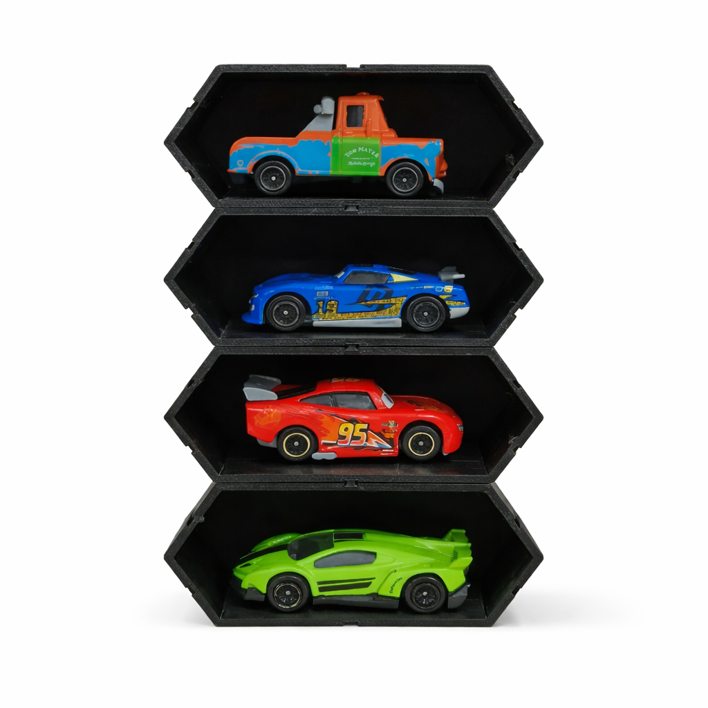 Modular Hexagon Display Rack – 4-Unit Stackable Set