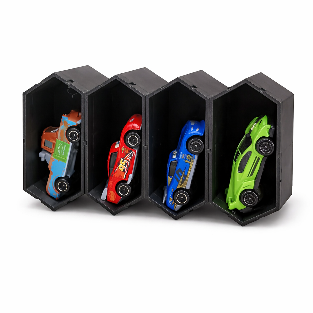 Modular Hexagon Display Rack – 4-Unit Stackable Set