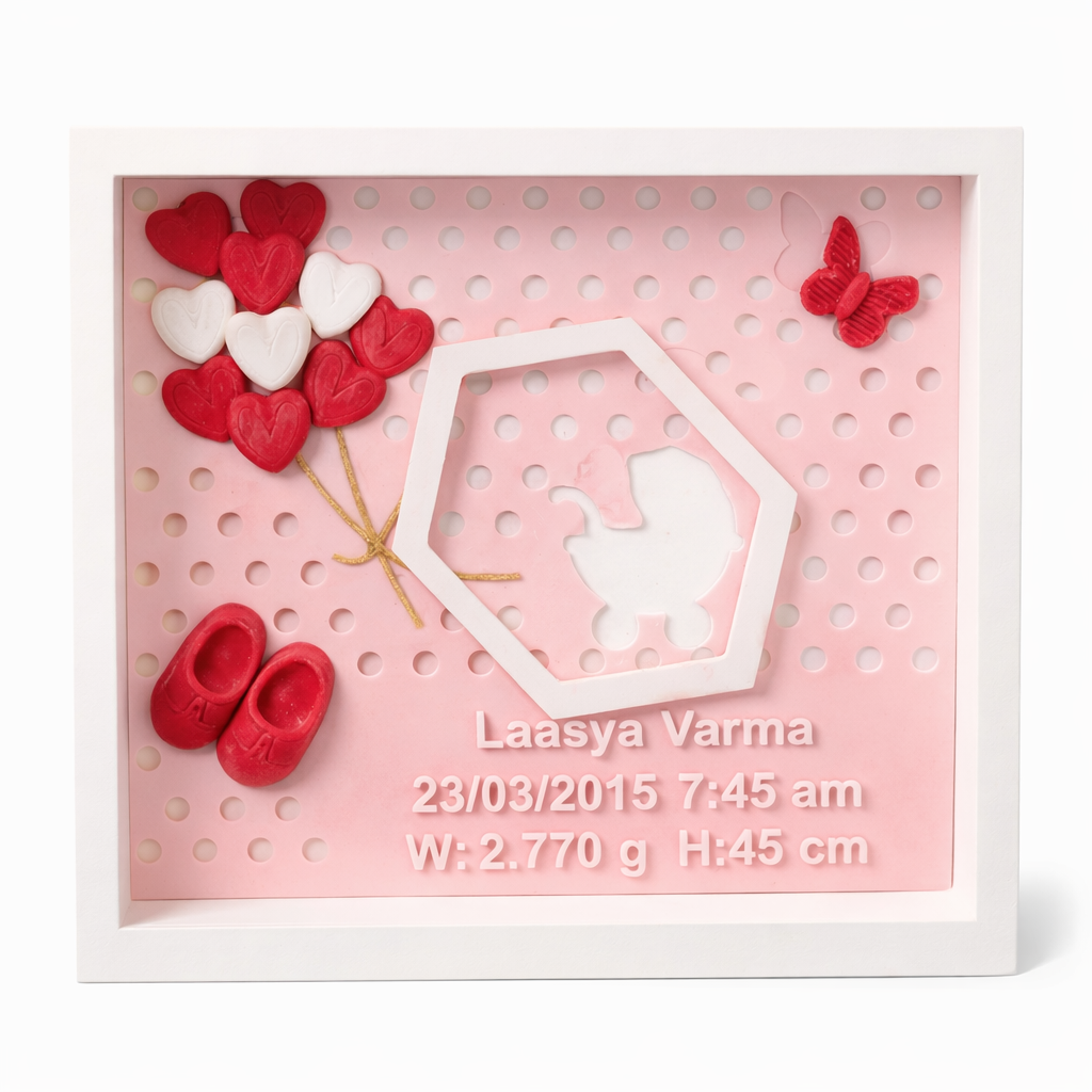 New Born Photo Frame – Personalized Baby Name & Birth Details Frame | 3D Printed Premium Keepsake