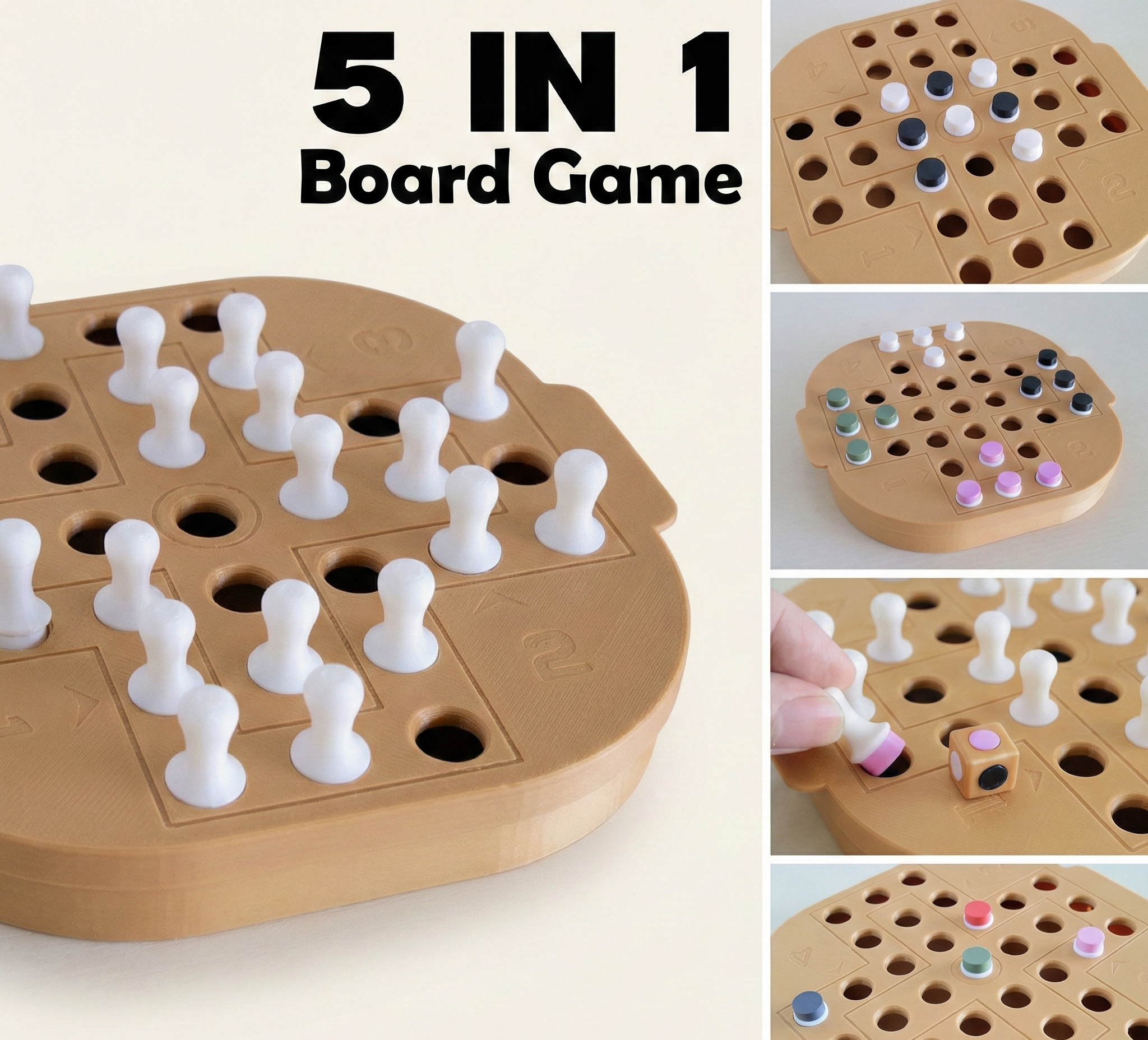 5 in 1 Board Game Set – Compact Classic Game Collection